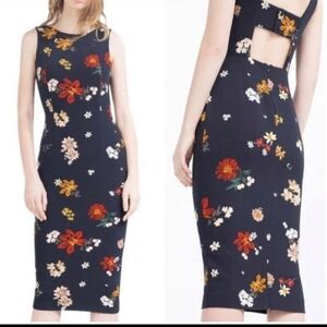 Zara Floral Midi Navy Blue Medium Dress #191